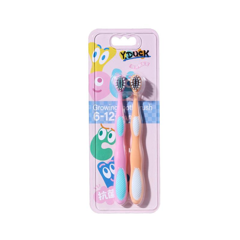2 Pack Children's Toothbrushes Staged Teeth Protection Antibacterial Soft Bristle for Infants 0-3-6-9 Years Old