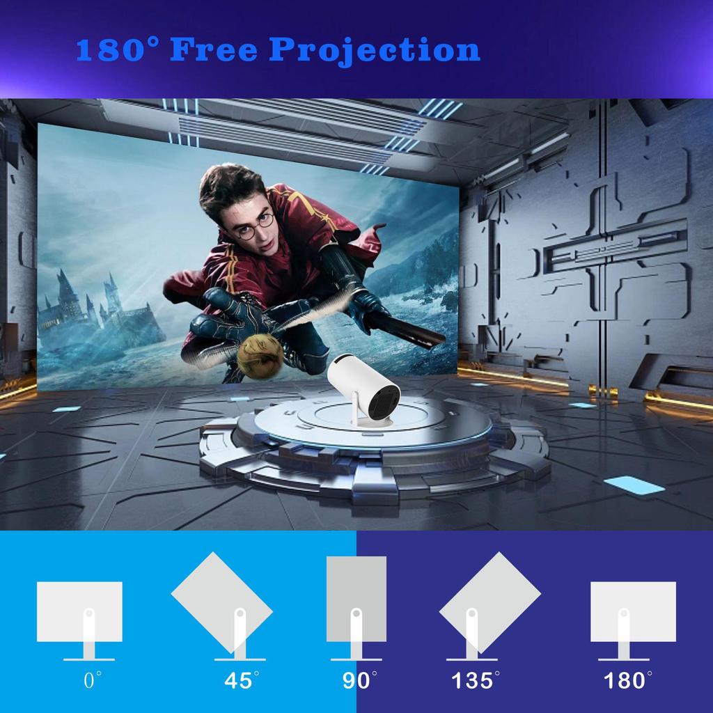 HY300 Pro 4K Smart Android Projector: Wireless Home Theater with Android 13 and Screen Mirroring