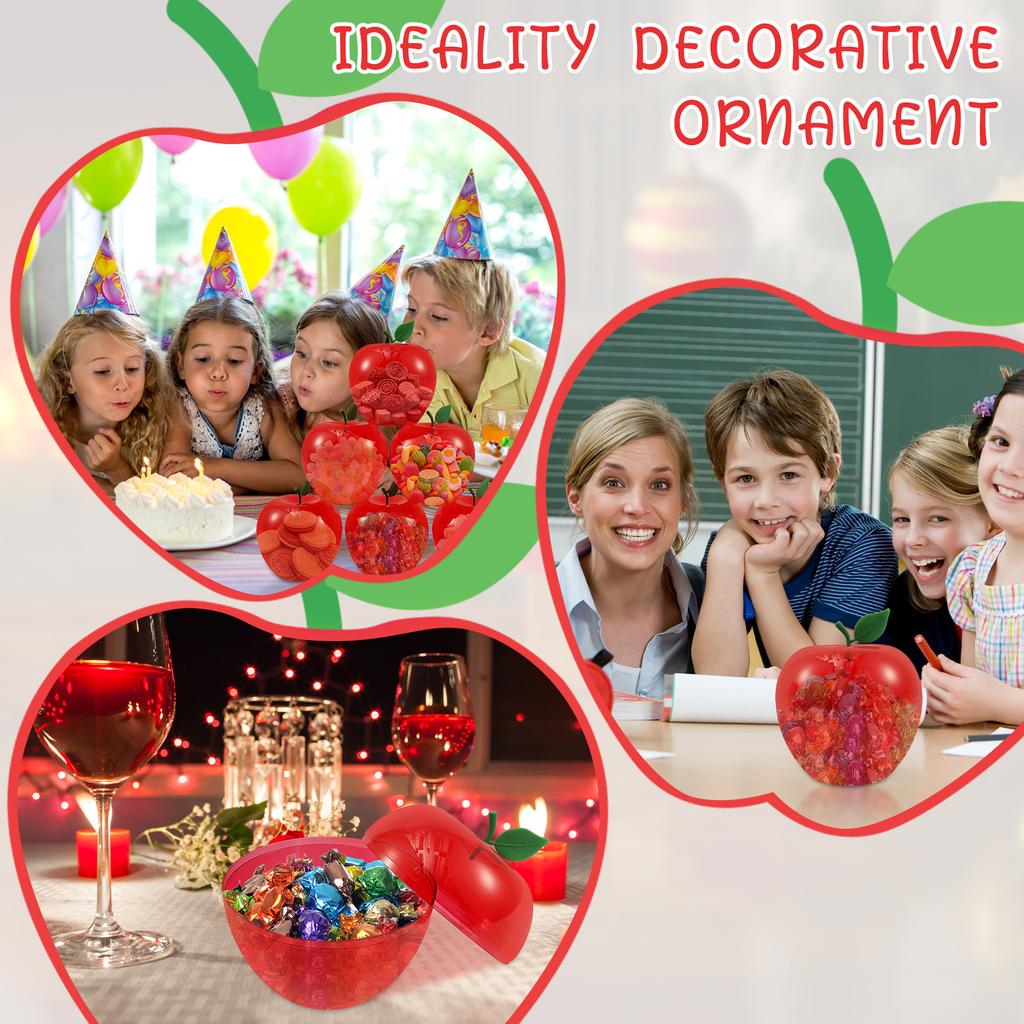 12Pcs Candy Container Apple Shape Containers Decorations Plastic Cookie Jars Apple Container Candy Boxes Apples Gift Party Favor
