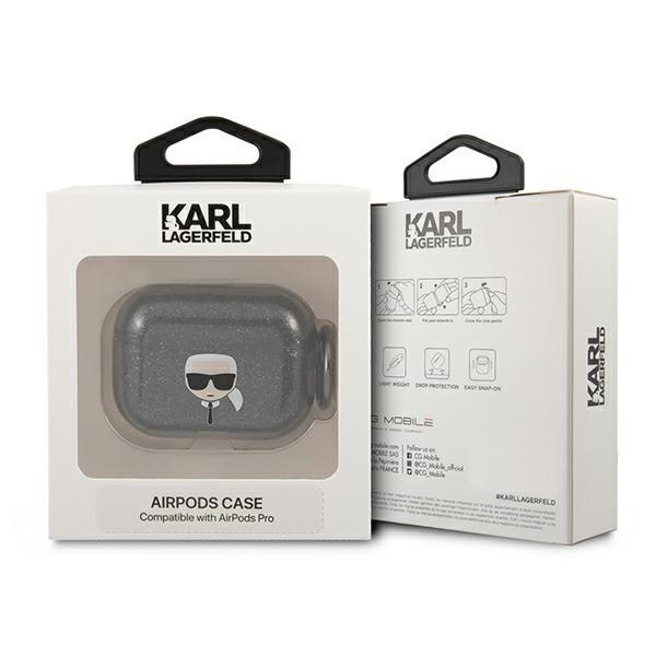Karl Lagerfeld KLAPUKHGK AirPods Procover Black/black Glitter Karl`s Head