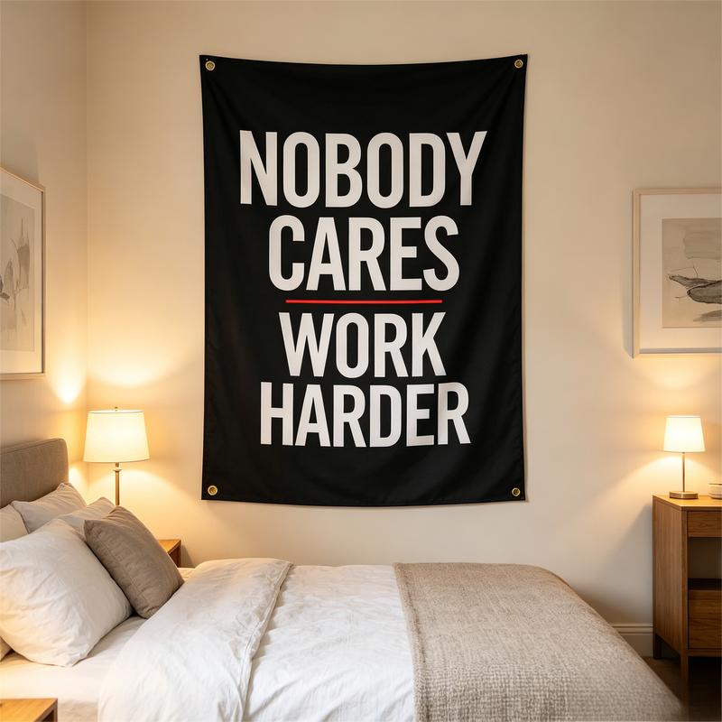 Black Distressed Flag Quote Tapestry Wall Hanging Motivational Aesthetic Wall Art College Dorm Bedroom Living Room Decor