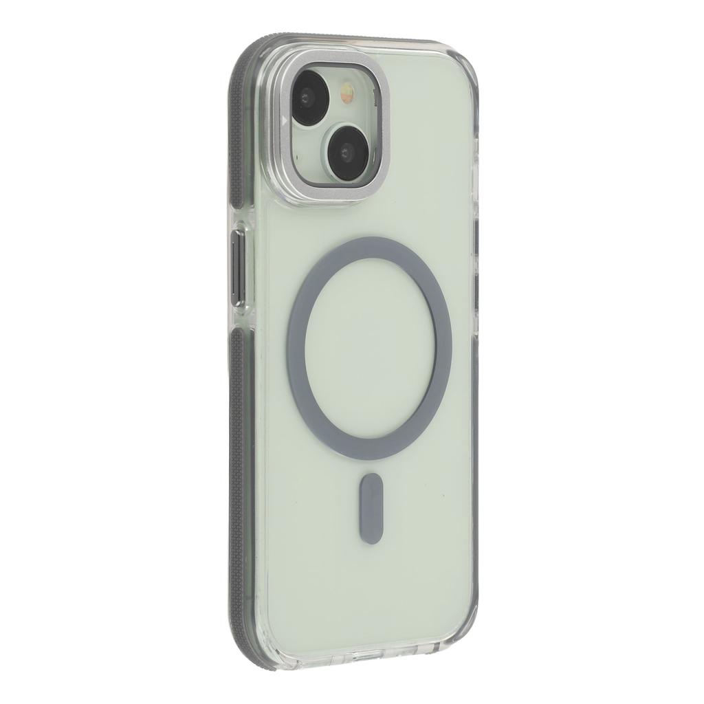For iPhone 15 Plus Magnetic Case TPU Acrylic Clear Phone Back Cover with Lens Protector Kickstand