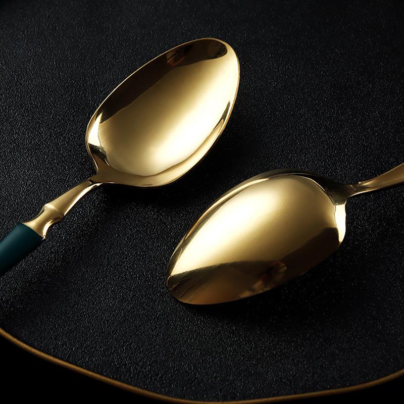 24pcs Stainless Steel Cutlery Black Gold Mirror Dinnerware Set Tableware Knife Fork Coffee Spoon Flatware Dishwasher Safe Dinner