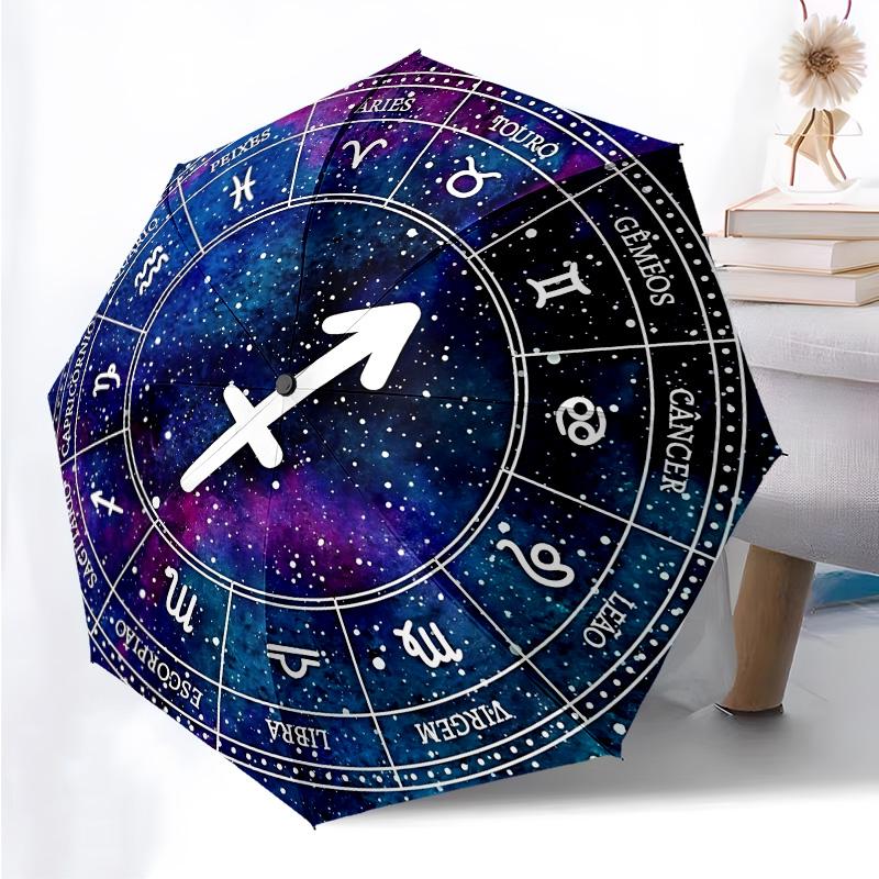 Twelve Constellations Folding Umbrella Fashion Auto-Open 8 Iron Ribs Plastic Handle Foldable Sunshade Perfect Christmas Gifts