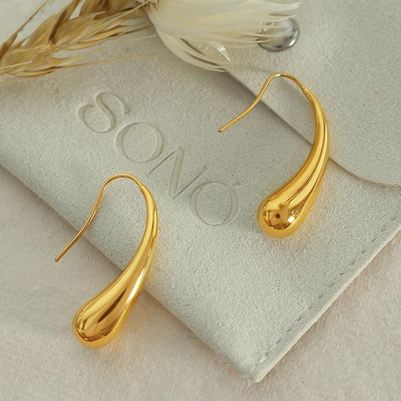 Дизайн Сенсорное Кольцо Золотой Капля Воды Серьги-Крючки Женские 2025 Серьги в Мочку Уха Сохранение Цвета
