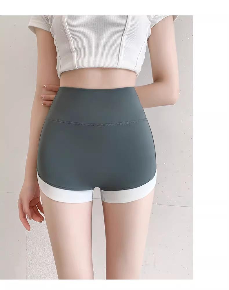 Women's High-Waisted Color-Blocked 3/4 Shark Tights: Anti-Exposure, Tummy Control, Butt Lifting Yoga & Fitness Pants