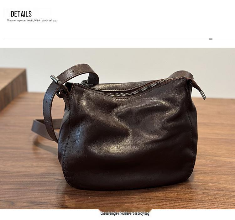 Japanischepflanzlich gegerbte Leder Crossbody-Tasche für Damen - Lässiger Stil Schulter-Handtasche, Echtes Leder, Hochwertiges Eimerdesign (Modell 2025).