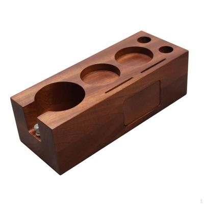 Elegant Wooden Espresso Tamper Stand with Storage Drawer