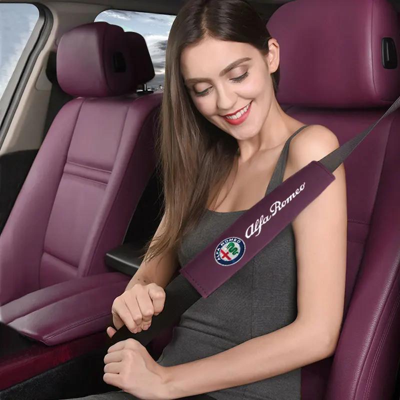 Car Stickers For Alfa Romeo Car Seat Belt Shoulder Pad Comfort Safety Belt Protective Cover For Alfa Romeo giulietta 159 mito gi