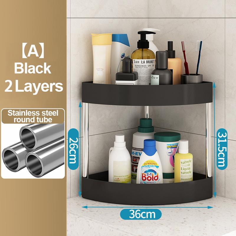 Stainless Steel 2/3/4/5 Layers Home Organizer Rack Bathroom Corner Shelf With Wheel Bedroom Toiletries Storage Rack 2 layers чёрный