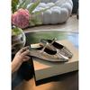 Temperament small square head pleated word with shallow mouth Mary Jane bag head half slippers female summer