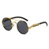 Vintage Round Sunglasses Men Women Luxury Brand Designer Cheetah Metal Casual Eyewear UV400