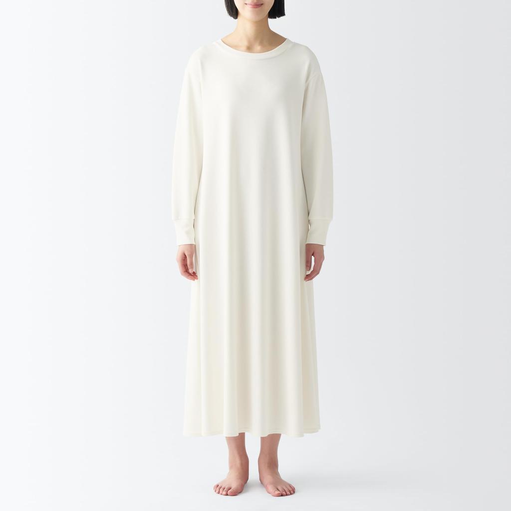 MUJI Rayon Blend Oversized XXL Women's Dress, FD1JVA4S, Ivory, Women's