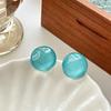 Hong Kong Retro Color Block Resin Stud Earrings - Niche High-End Fashion for Women