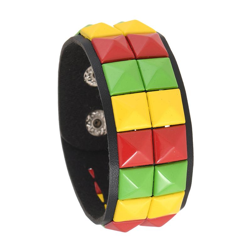 Punk Hip-Hop Square Rivets PU Leather Bracelet For Male Female Buckle Wristband Vintage Jewelry