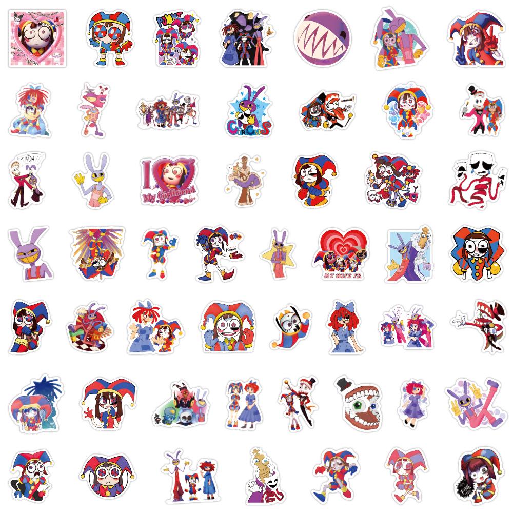 50 Cross-Border Circus Cartoon Graffiti Stickers: Waterproof for Suitcases & Skateboards