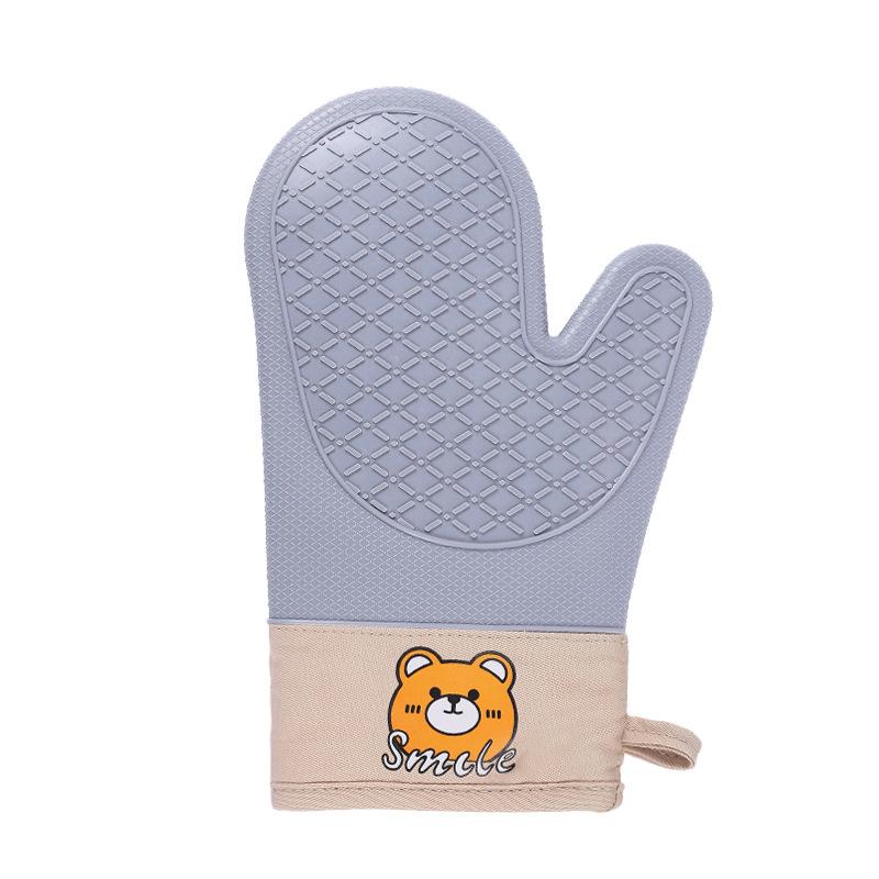 Single Oven Mitts Nordic Style Silicone Gloves Thickened Insulation Gloves Anti Slip Anti Scald Oven Gloves Kitchen Baking Tools