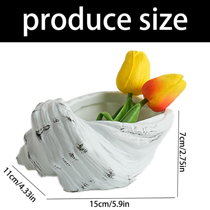 Nordics Styles Decorative Flower Pot Elegant Seashells Shape Flower Pot Tabletop Display For Small Plant And Succulents