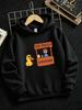 Children Boys Girls Spring Autumn Pullover Hooded Sweatshirt Long Sleeve Top Cartoon Little Duck Lemonade Stand Fun Print Clothing Ribbed Cuffs Hem Bo