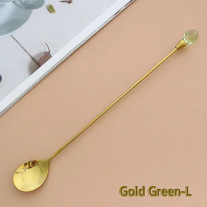 1 Stück Kristalllöffel-Set Langer Griff Teelöffel 430 Edelstahl Diamant Eis Löffel Perfekt für Dessert Eis Kaffee Cocktail