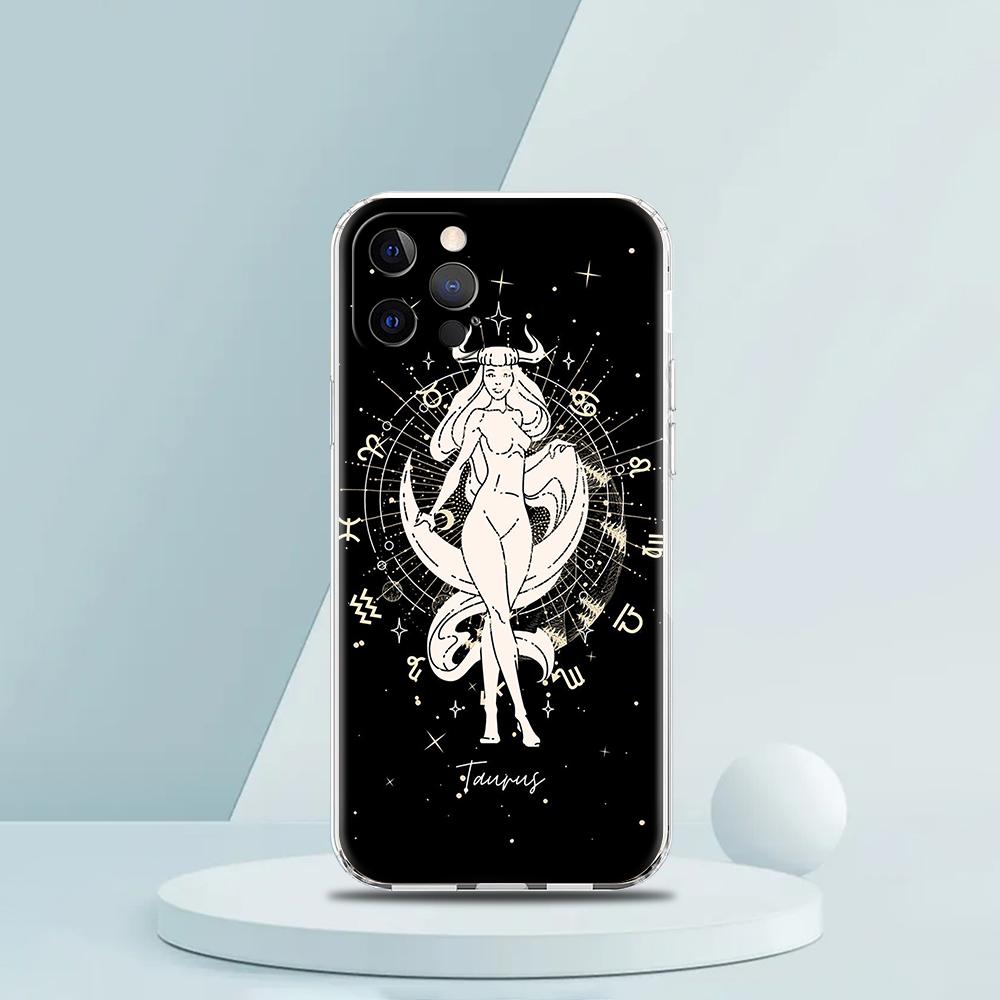 Zodiac Case for iPhone 16 15 14 13 12 Pro Max Cover Transparent Soft for iPhone 11 Pro Max 7 8 Plus XS XR Shell Coque Capas Bags