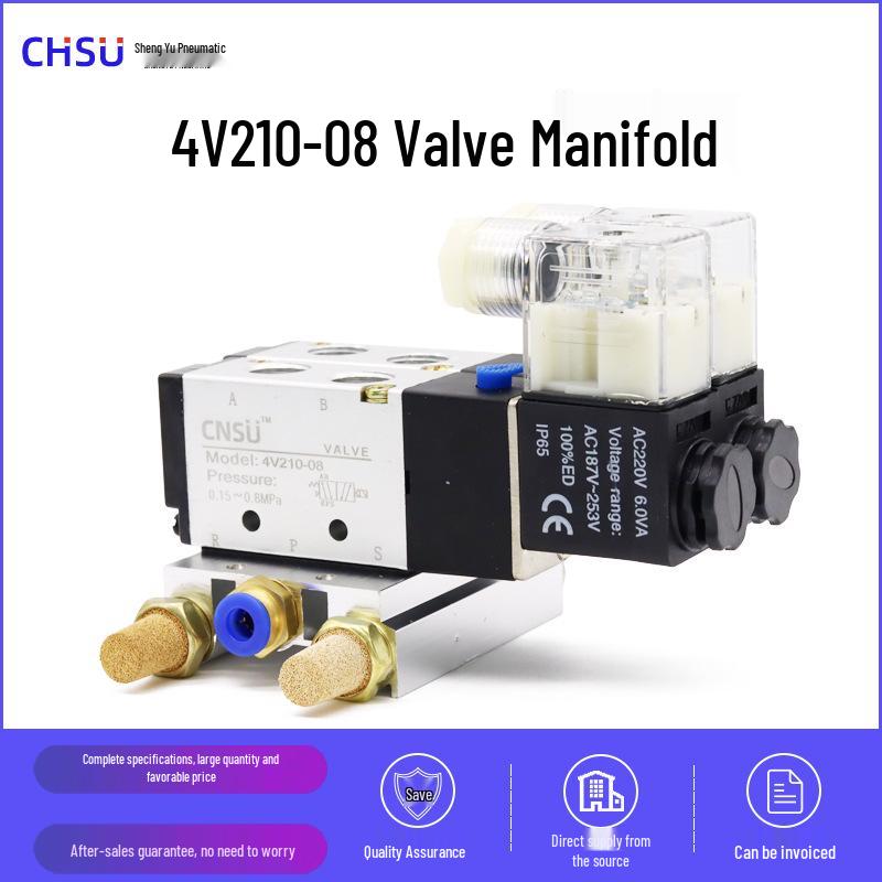 4V210-08 Solenoid Valve DC24V, Pneumatic 4V310-10 Control Valve, 4V410-15 Two-Position Five-Way Valve AC220V