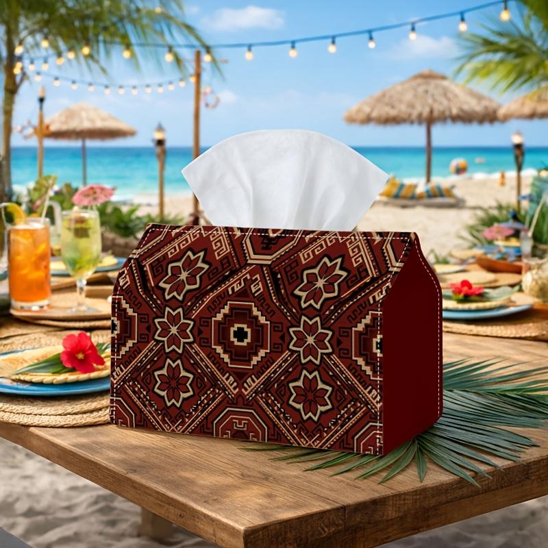 1pc Southwestern Tribal Tissue Box - Multi-Functional Napkin Dispenser, Two Sizes Available Made of Durable Polyester, Decorated with Geometric Diamon