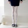 Women Hollow-Out Sheer Fishnet Pantyhose Japanese Style Sweet Bowknot JK Floral Lace Patterned Leggings Mesh Tights