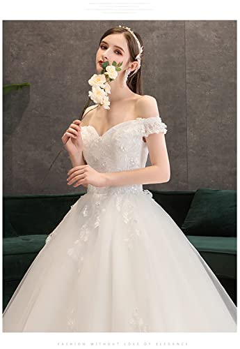 [Housaku Co., Ltd.] Wedding Dress, A-line, Off-shoulder, Lace-up, Layered Skirt, Floral Embroidery, Bridal, Concert, Master of Ceremonies, Recital, Pe