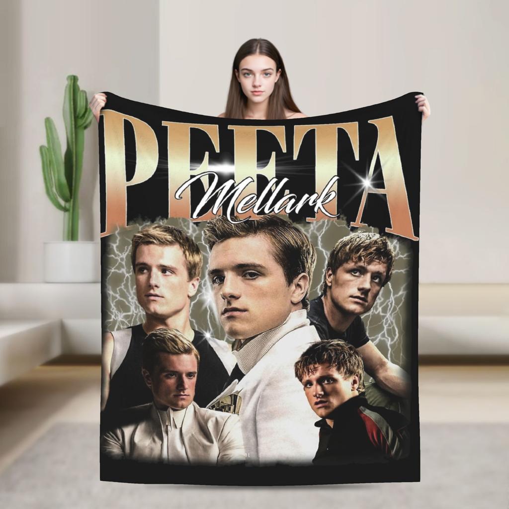 Hunger Games Peeta Mellark Blanket Cover Flannel Josh Hutcherson Lightweight Thin Throw Blanket for Sofa Couch Quilt Portable
