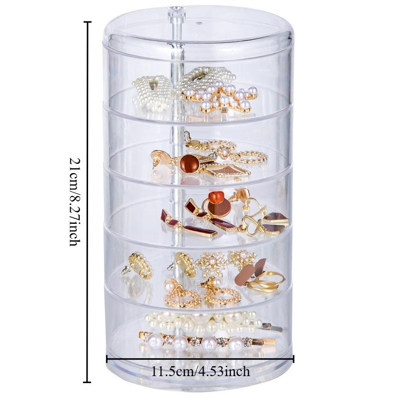 Transparent Storage Box Dust Proof And Waterproof Large Capacity Rotatable Jewelry Hairpin Jewelry Cosmetics Storage Box