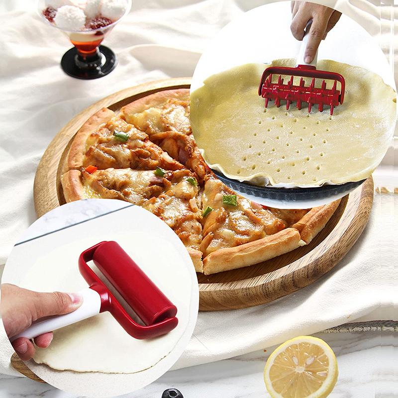 5pcs/set Pizza Dough Roller Silicone Pastry Dough Mat Dough Scraper Cutter Time-saver Dough Tools Set Baking Accessories Tools