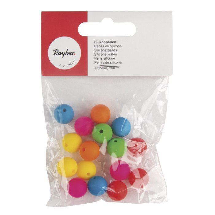 Silicone Beads, 12mm Ø, Color, 16 Pcs