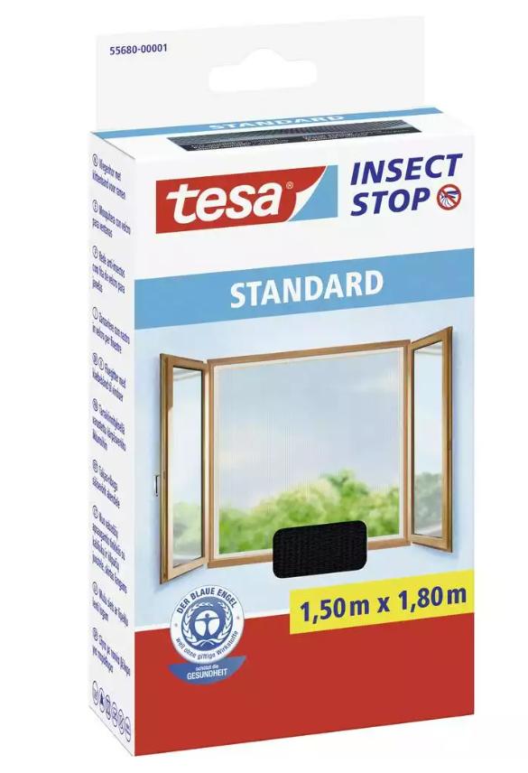 Tesa Mosquito Net Window Mesh Hook and Loop Tape Black 1.1x1.3m x2