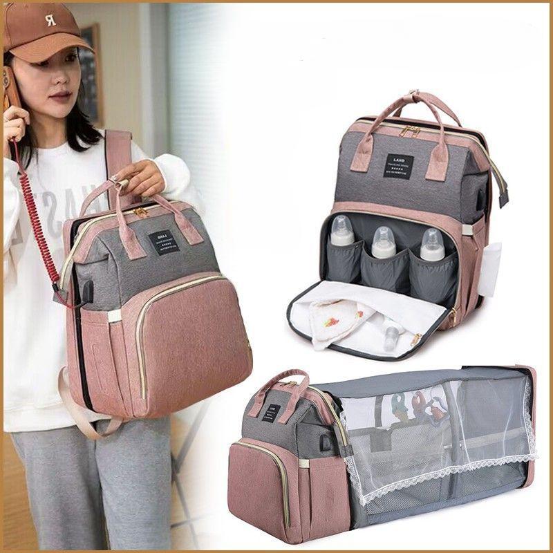 New Multifunctional Mother and Baby Bag Mom Bag Bottle Backpack Folding Sleeping Changing Bag Diaper Backpack