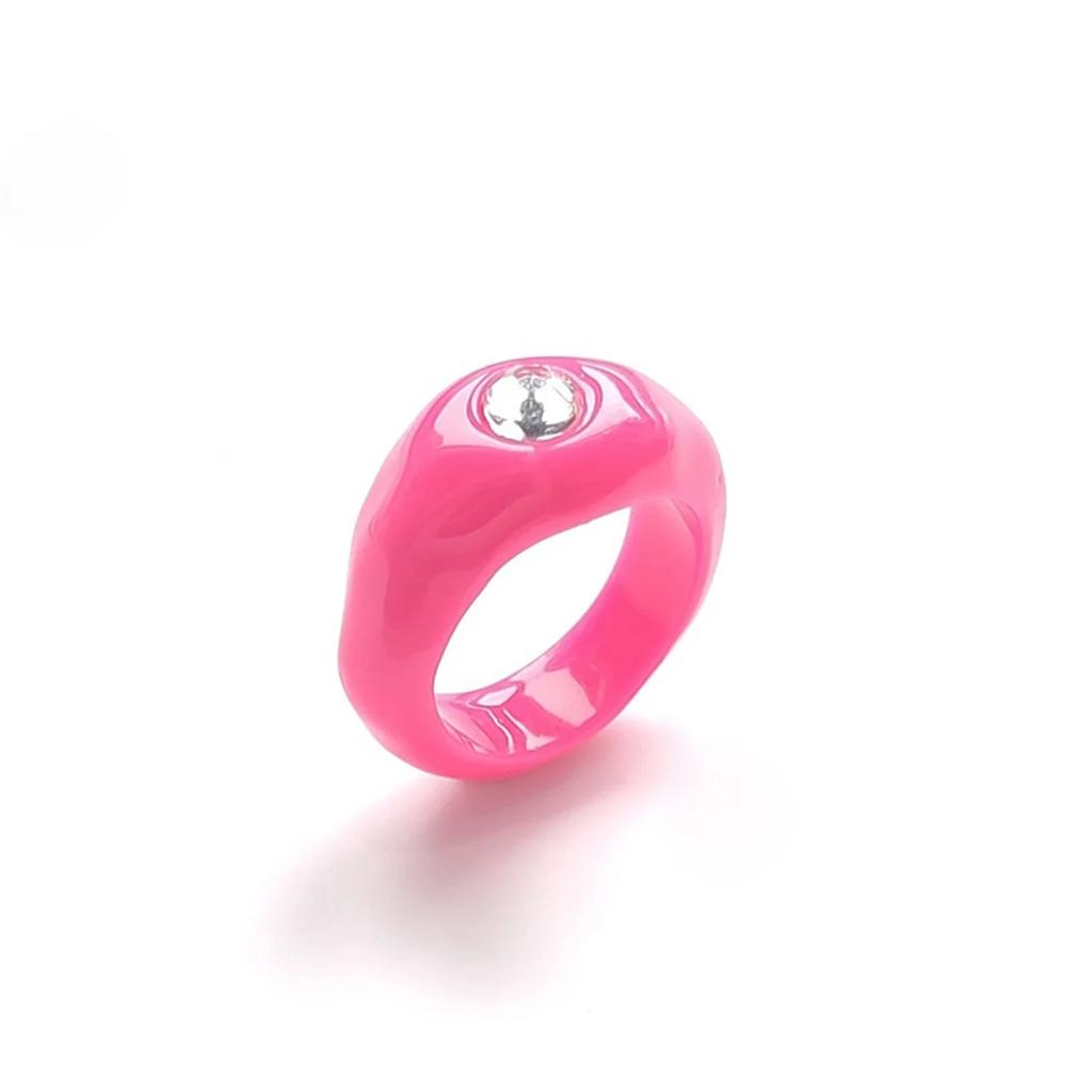Aesthetic Candy Fun Resin Acrylic Imitated Crystal Geometric Round Classic Open Ring Fashion Irregular Rings Women Men Jewelry