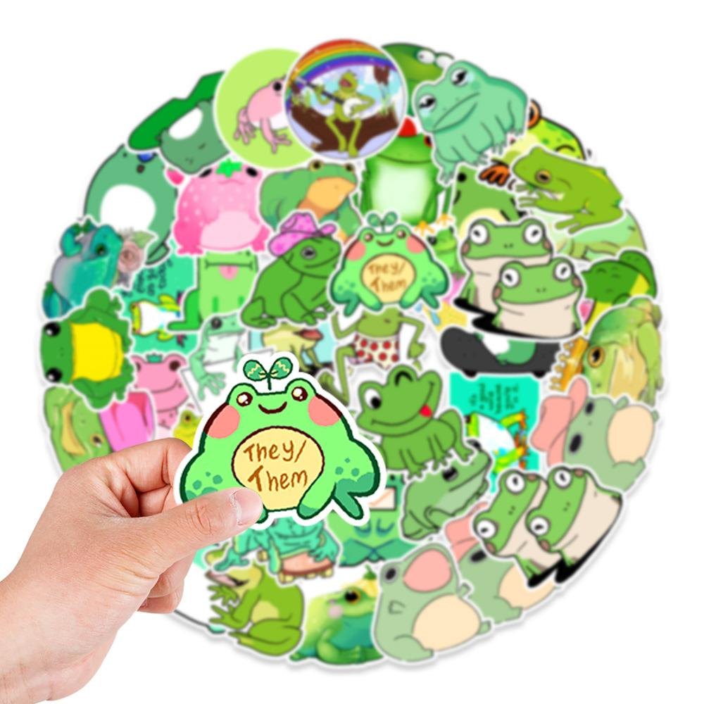 50 Frog Cartoon Graffiti Stickers Car Suitcase Helmet Skateboard Decoration Stickers