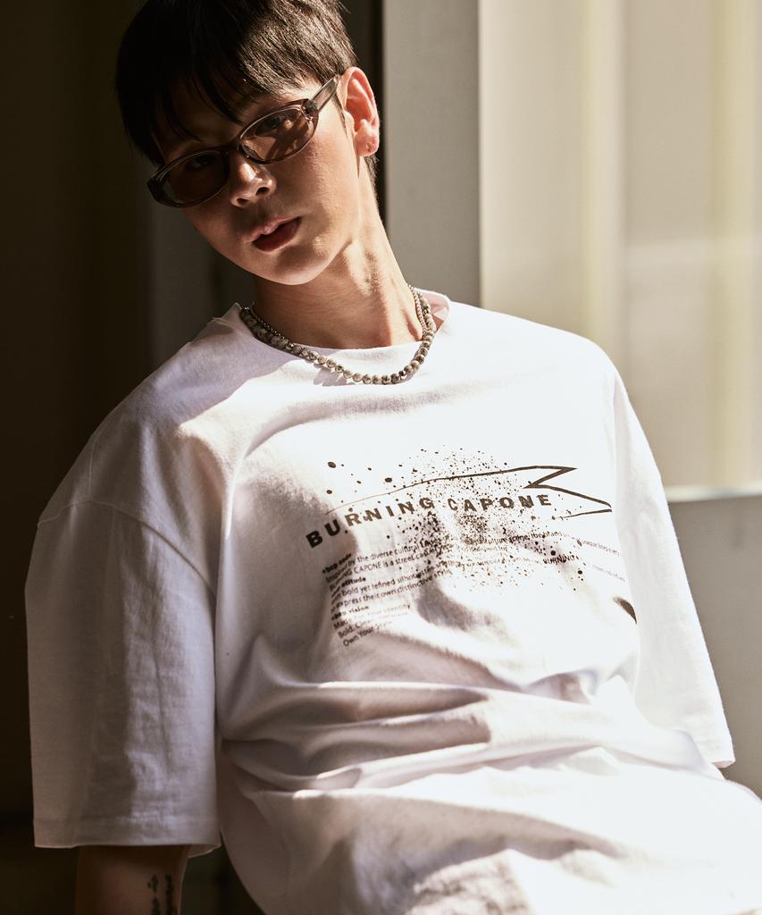 BURNING CAPONE Bc Noise Art Short Sleeve T-Shirt (White)