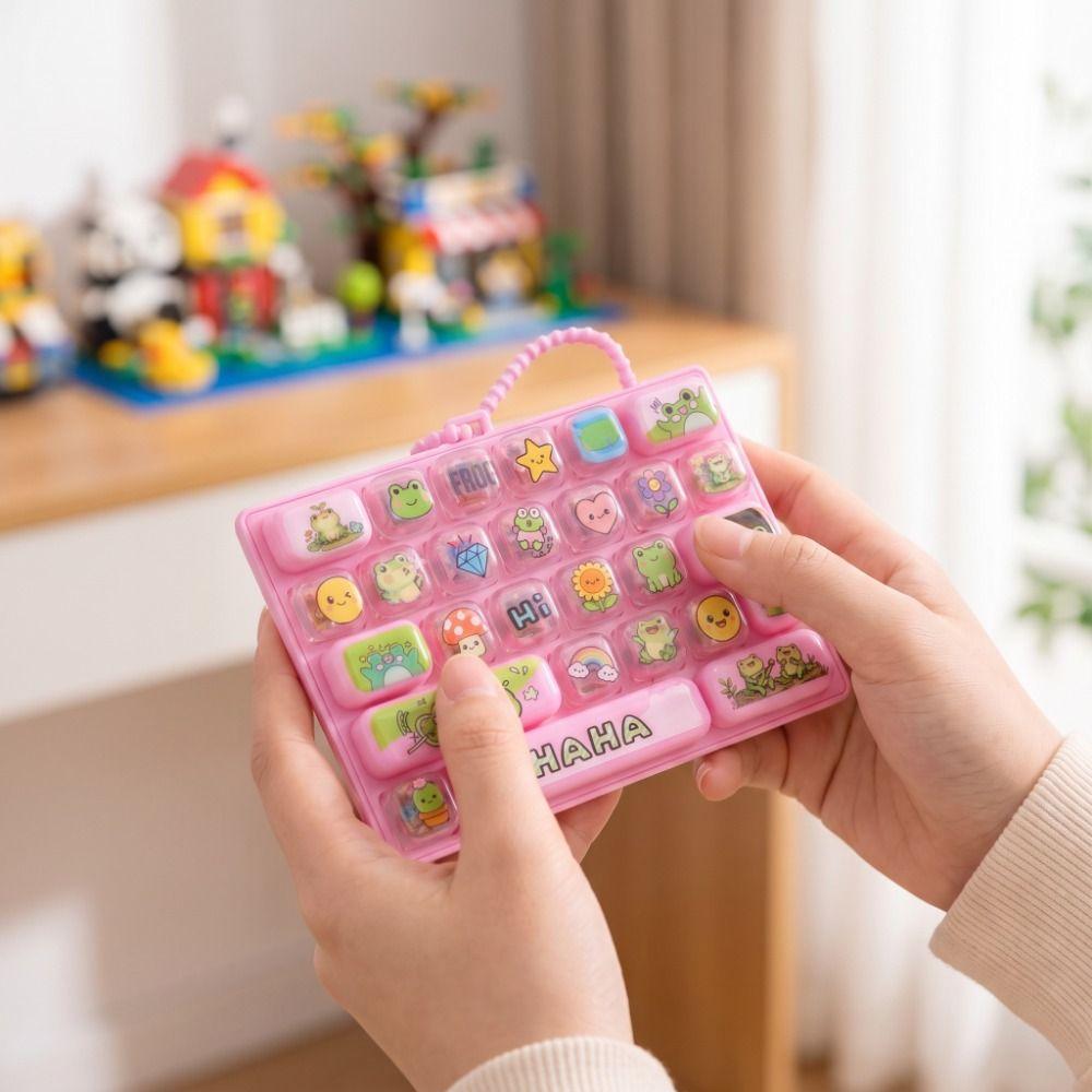 Pressable Keys 26 Keys Keyboard Keychain Animals Theme Candy Color Keycap Keychain Bag Ornaments