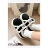 Cotton Slippers for Women To Wear Outdoors In Winter, Indoor Home with Thick Soles and Plush Insulation Bag and Velcro Cotton Shoes