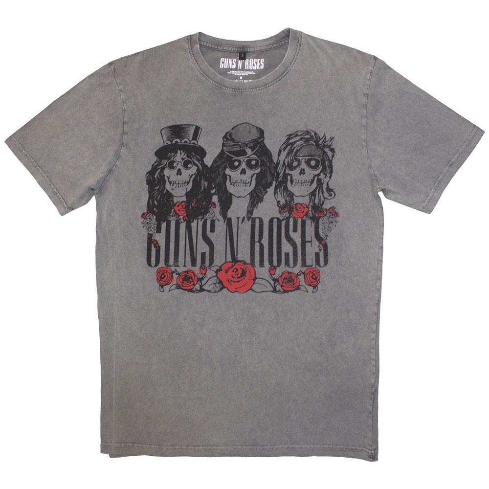 Men s Guns N Roses Hell Group Stone Wash T-shirt Small Grey 2XL
