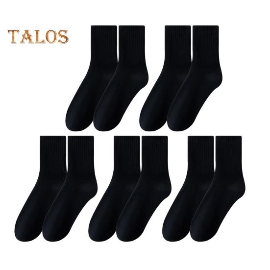 5 Pairs Women Socks Mid-tube No Odor Thick Warm Solid Color High Elasticity Anti-slip Sweat-absorption Anti-shrink Sports Winter Socks
