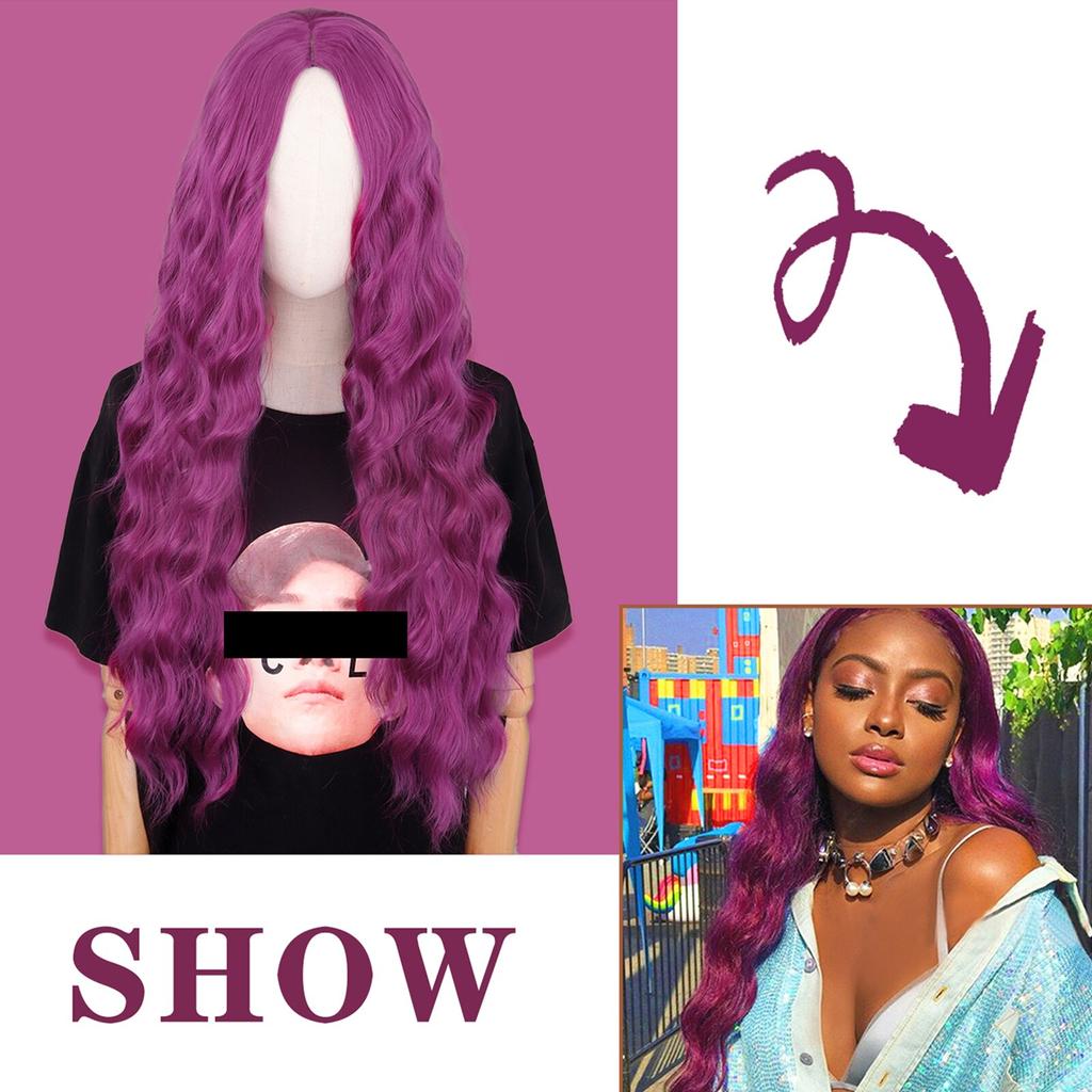 MISSQUEEN Syntetická paruka s dlouhou vodní vlnou Středně oranžová paruka z tepelně odolných vláken vhodná pro ženy na každodenní nošení