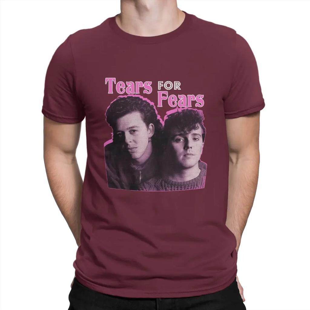 Men T-Shirts 1980s British New Wave Band Funny Cotton Tees Short Sleeve Tears For Fears T Shirts Crewneck Tops Original