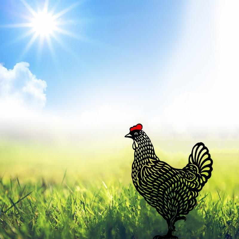 Fairy Garden Standing Chicken Rooster Statue Outdoor Stakes Yard Sign Ornaments Decor Acrylic Hen Yard Outdoor Lawn Garden Decor