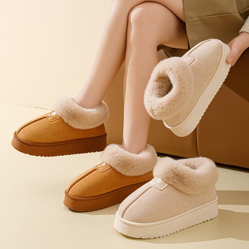 Cotton slippers women's autumn and winter new cute bow thick-soled outer wear cotton shoes warm casual bag and plush cotton shoes