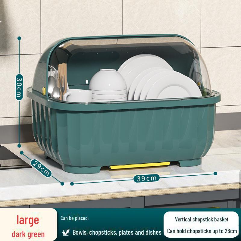 Scurgător de vase de bucătărie cu capac pentru boluri, farfurii, tacâmuri și bețișoare