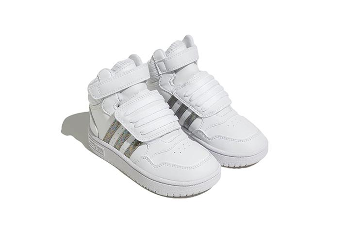 Adidas Hoops MID 3.0 AC Synthetic Leather Abrasion Resistant High top Skateboard Shoes White Infant And Toddler HP2660