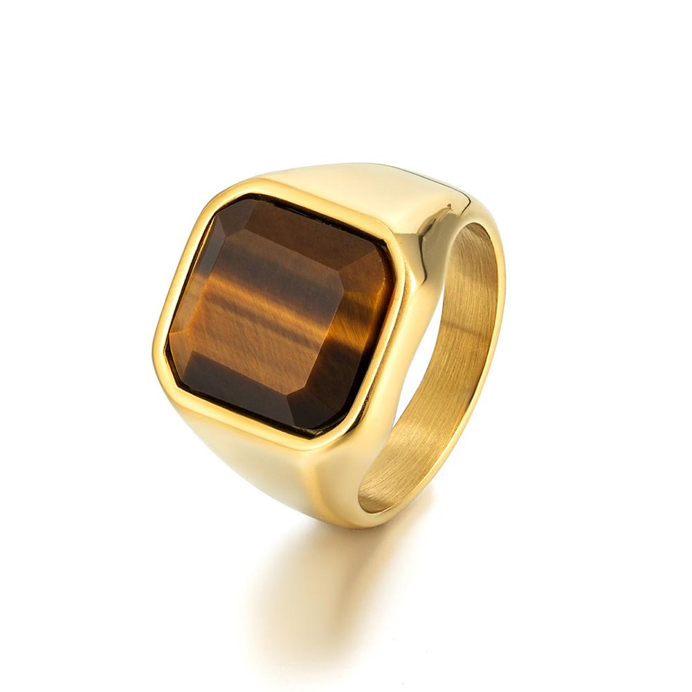 Stainless Steel Tiger Eye Stone Ring Male Accessory Factory Wholesale New Design Finger Rings for Men Fashion Wedding Jewelry