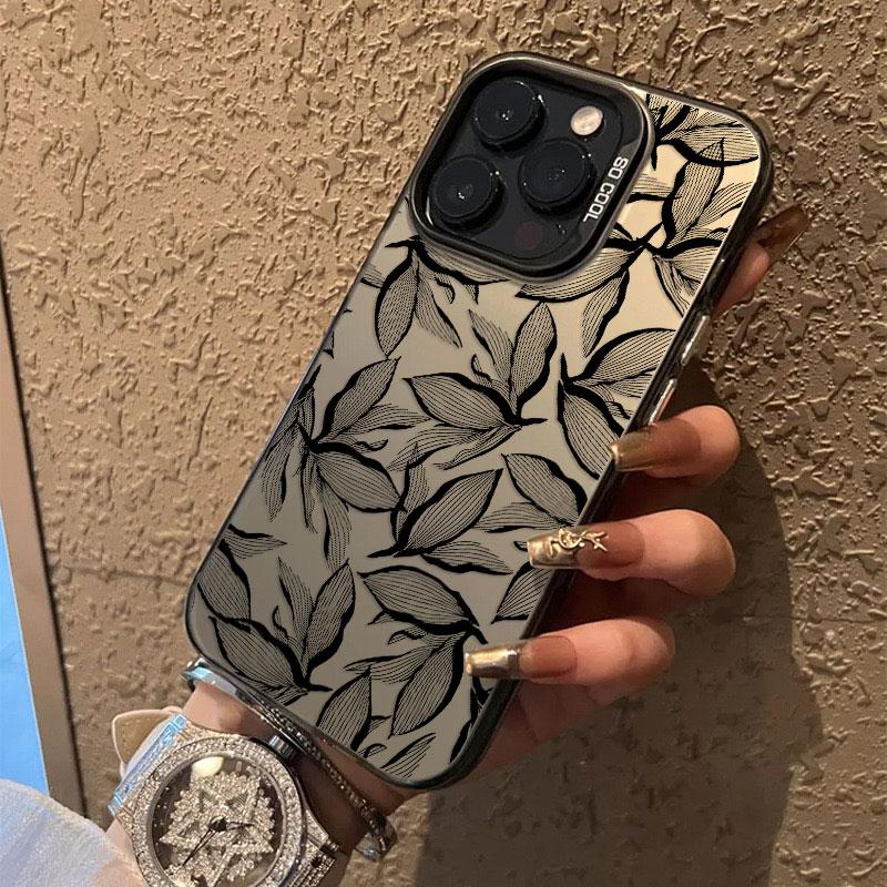 Black Rose Flower INS Laser Phone Case for iPhone 16 15 14 Pro Max Plus 13 12 Mini 11 Pro Max Shockproof Protective Back Covers